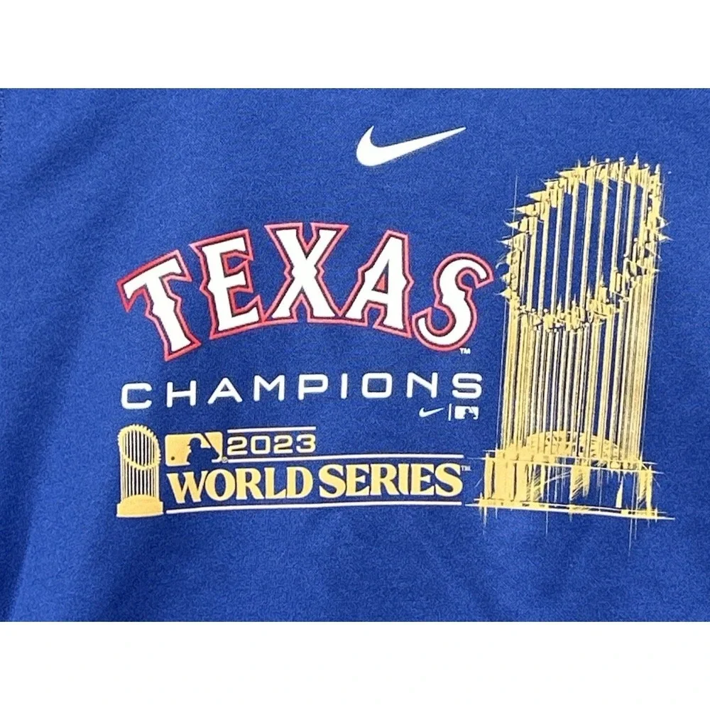 Nike Texas‎ Rangers Womens 2023 World Series Champions Lockup Hoodie Royal Large